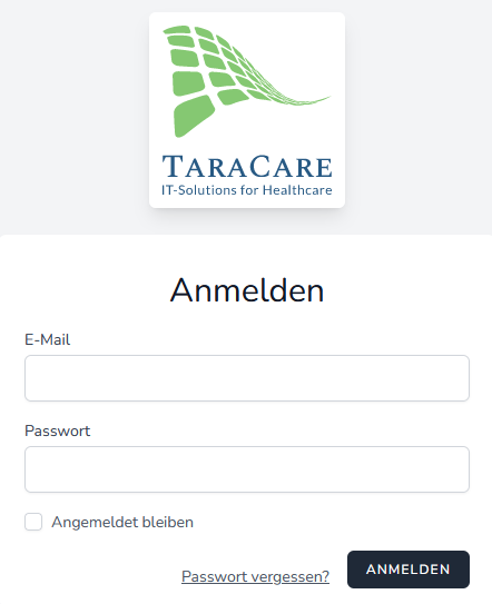 Die Startseite von TaraCare